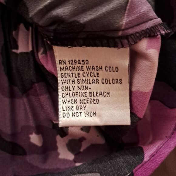 Fred David Blouse Women's XL Purple Floral Wrinkled Stretch Office Career Y2K - Picture 6 of 9